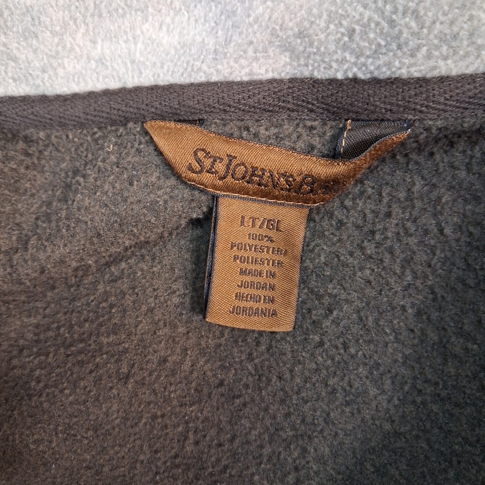 St. Johns Bay Fleece Jacket Mens LT Brown Full Zip Contrast Collar Tall - Picture 3 of 6